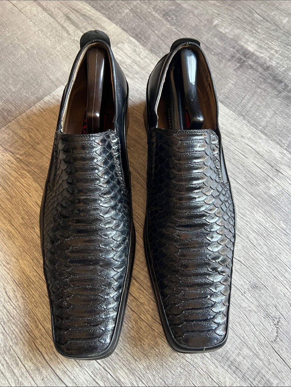 Vintage Makaveli Branded Tupac 2Pac Black Textured Leather Loafers Men's 11